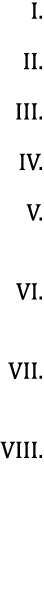 I. II. III. IV. V. VI. VII. VIII.