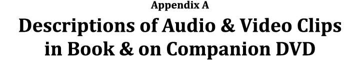 Appendix A Descriptions of Audio & Video Clips in Book & on Companion DVD
