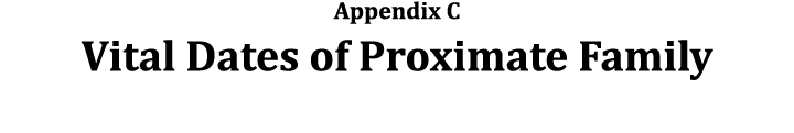 Appendix C Vital Dates of Proximate Family