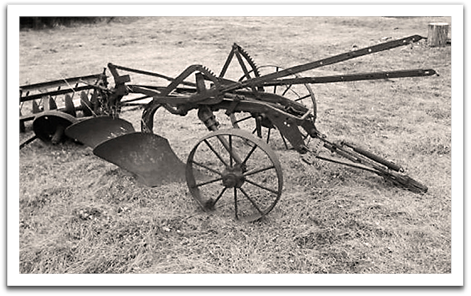 A two-bottom plow that likely resembles the plow the brothers bought in 1932.