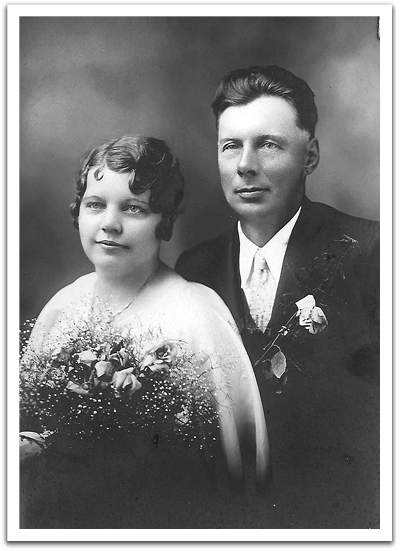 Bergit & Ole Gunderson on their wedding day, July 1, 1933.