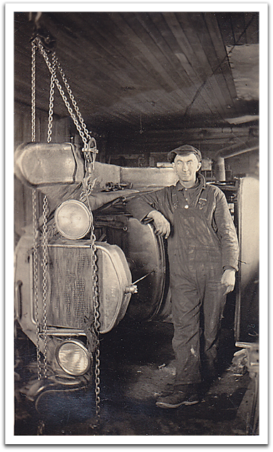 George Reitter at work  overhauling a Model T in 1924 or ’25.