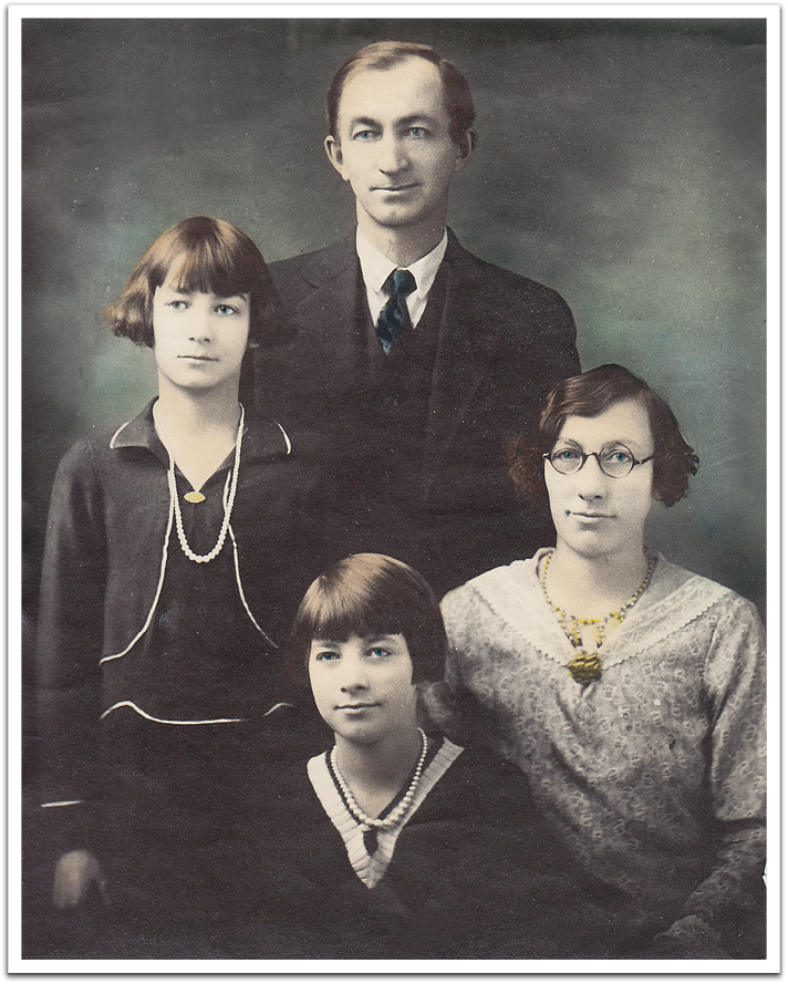 The George & Maggie Reitter family, about 1931: George, Leona, Maggie, and Helen.
