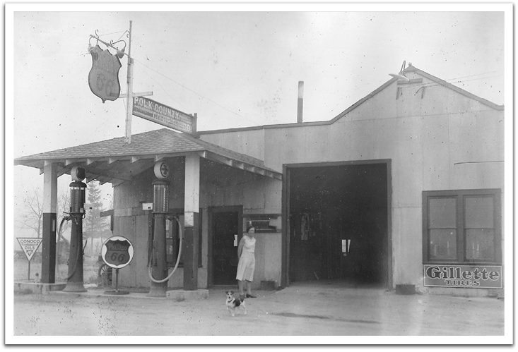 The old garage which George & Maggie Reitter purchased in 1936 after converting the  old "west" garage into a dance hall/roller rink. They referred to this one as the “east” garage.
