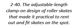 2-40. The adjustable-length clamp-on design of roller skates that made it practical to rent out and fit skates on the...