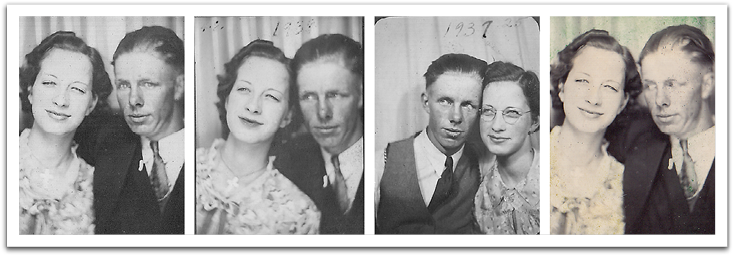 Helen Reitter & Oscar Flateland in 1936 & 1937. Helen got her first glasses for nearsightedness on May 14, 1937.