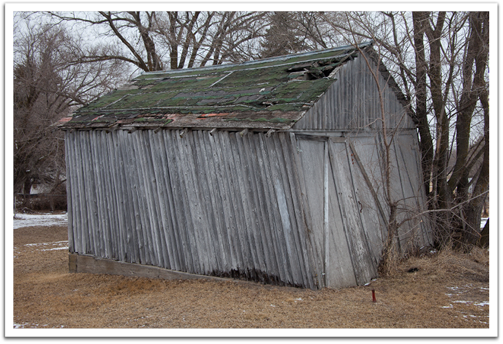 Garage in Trail built by George Reitter in 1940, shortly before he died.  Photographed in March, 2015.