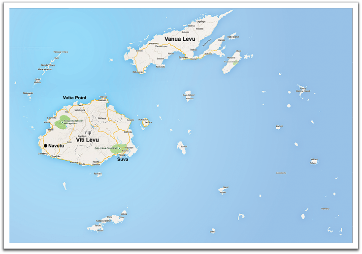 Suva & Vatia Point on the island of Viti Levu in the Fiji Islands.