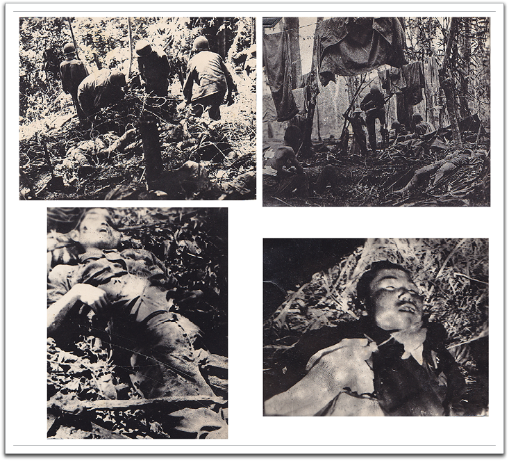 Photos of dead Japanese soldiers during the cleanup after the Bougainville battle.  These were taken by Oscar's buddies while he was recovering from his wounds.