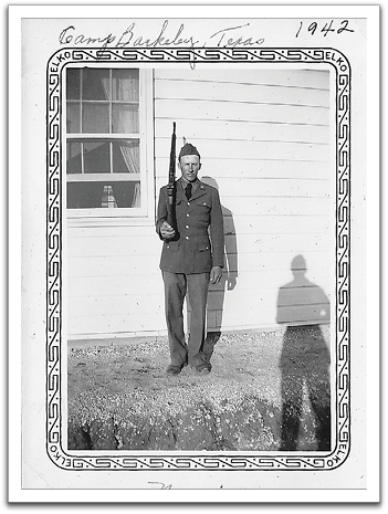 Private Norris Brekke, US Army, Camp Barkeley, Texas, summer, 1942.