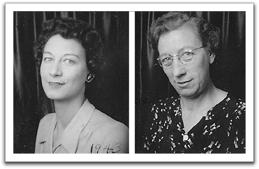 Leona, Maggie, Minneapolis, 1943. Apparently, the quality of photobooth photos in the Cities  was better than the portable ones that came to Trail.