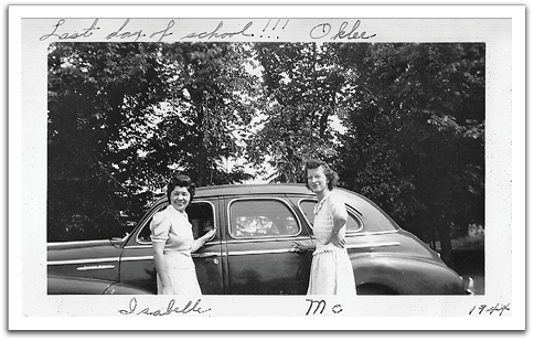 Isabelle Erickson with Helen on the last day of school in Oklee in the spring of 1944.