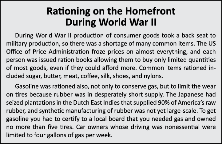 Rationing on the Homefront During World War II During World War II production of consumer goods took a back seat to m...