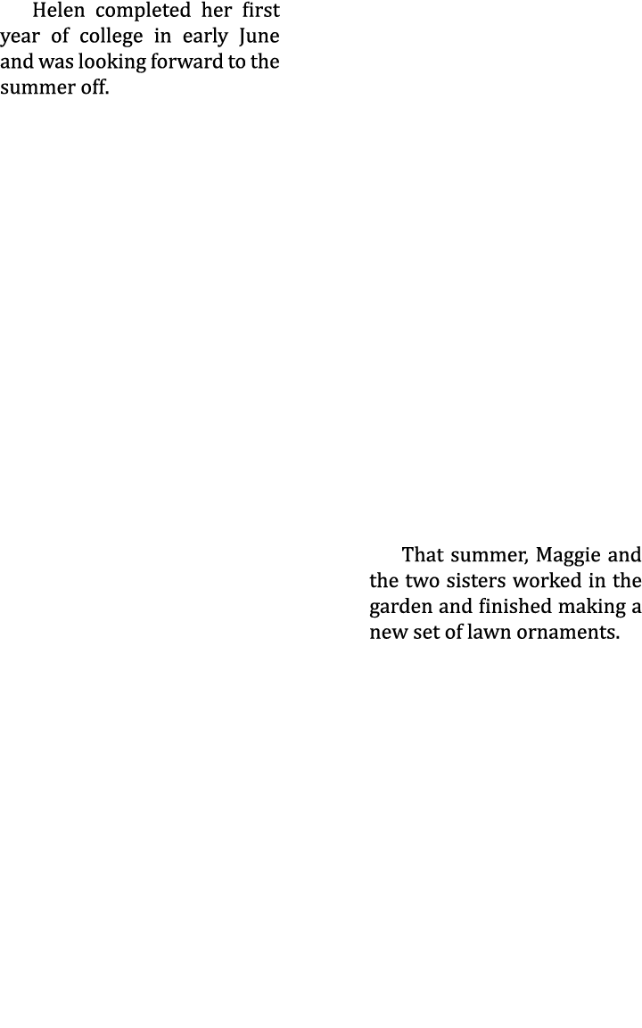 Helen completed her first year of college in early June and was looking forward to the summer off.       That summer,...