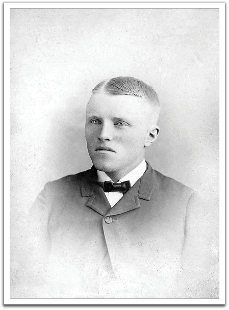 Ole K Flateland as a young man, circa 1890s, probably in Grand Forks, North Dakota.