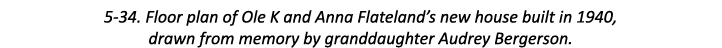 5-34. Floor plan of Ole K and Anna Flateland’s new house built in 1940, drawn from memory by granddaughter Audrey Ber...