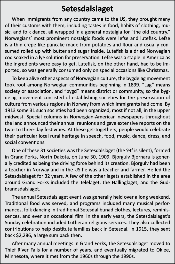 Setesdalslaget When immigrants from any country came to the US, they brought many of their customs with them, includi...