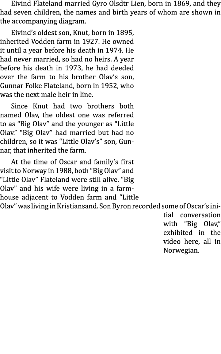 Eivind Flateland married Gyro Olsdtr Lien, born in 1869, and they had seven children, the names and birth years of wh...