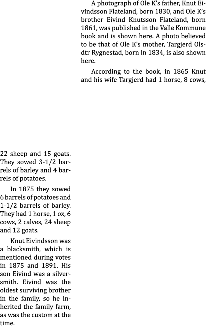 A photograph of Ole K’s father, Knut Eivindsson Flateland, born 1830, and Ole K’s brother Eivind Knutsson Flateland, ...