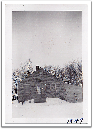 Oscar and Helen's new house, mostly complete,  in the winter of 1947.