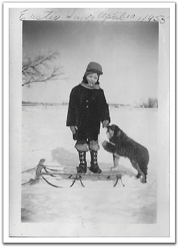 Byron with Laddie, Easter Sunday,  April 10, 1953.