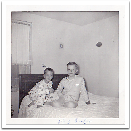 Myles and Byron in the bedroom they shared, 1959-'60.