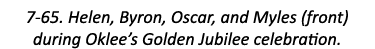 7-65. Helen, Byron, Oscar, and Myles (front) during Oklee’s Golden Jubilee celebration.