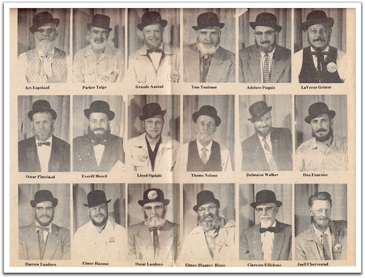 Some of the contestants in the Oklee Jubilee beard contest in 1960, as published in the Oklee Herald. Oscar is shown middle left.