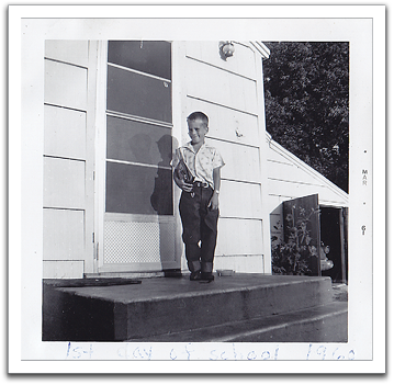 Myles, ready to learn, on his first day of school,  September, 1960.