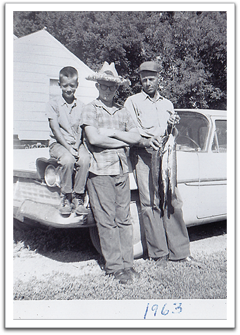 Myles, Byron, and Oscar with a good catch, summer, 1963.