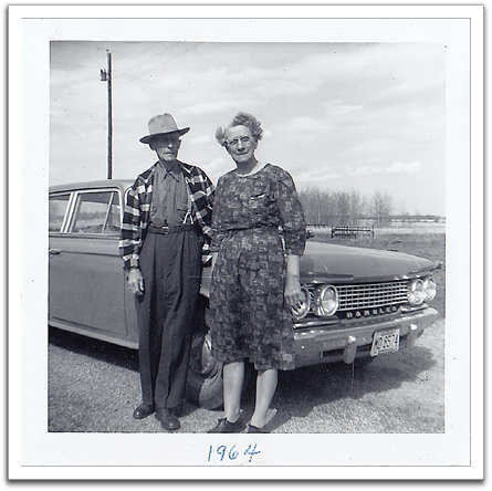 Frank & Maggie Van Tassel, in front of their 1962 Rambler, autumn, 1963.