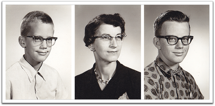 Myles (4th grade), Helen, Byron (8th grade), autumn, 1963.