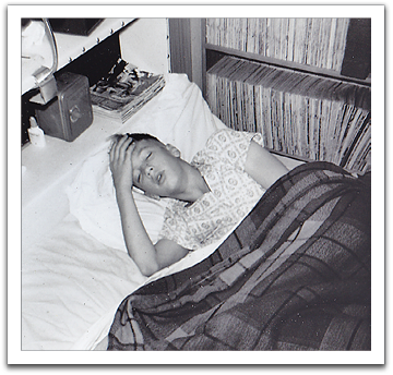 Myles, 1966. Part of Byron's growing collection of  comic books is shown behind.