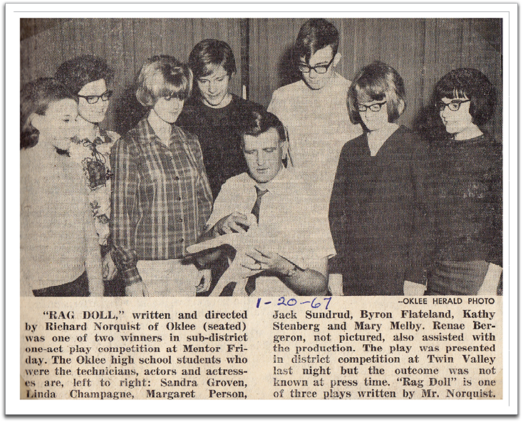 Cast and crew of 'Rag Doll' a one-act play written by Richard Norquist.