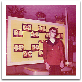 Myles in orange & black bank uniform of the Oklee Bobcats.