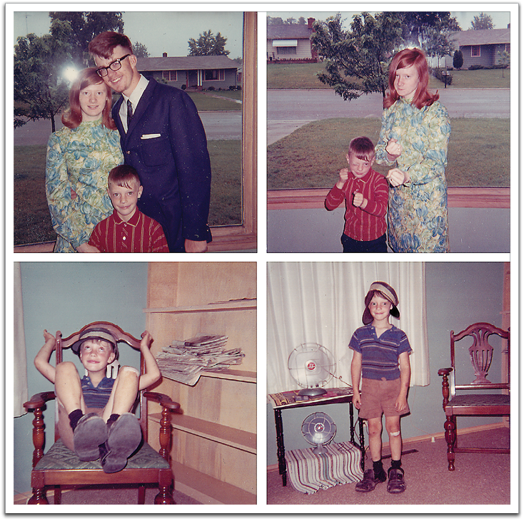 Jill, Byron, and Lloyd clowning in the summer of 1968 while Byron  was staying at Williams' house finishing part of the basement.