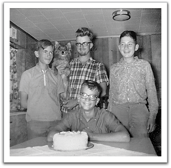 Standing, L-R: Steve, Spanky, Byron,  Rocky Flateland. Sitting: Myles,  August 1968.