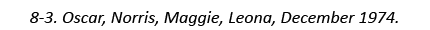 8-3. Oscar, Norris, Maggie, Leona, December 1974.