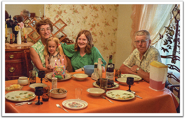 Helen, Kirsten, Jill, Oscar, Kirsten’s birthday, July 8, 1980, J&B’s house.