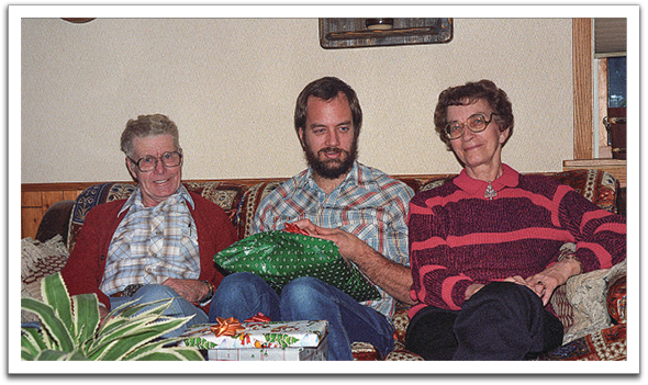 Oscar, Myles, Helen, Christmas, 1987.