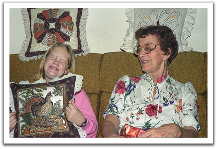 Kirsten & Helen, Christmas, 1987, Leona’s house, Oklee.