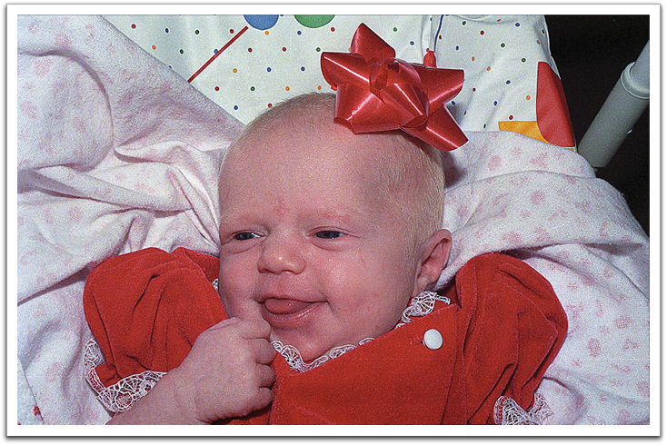 Crystal Flateland shortly after her birth, December 1988.