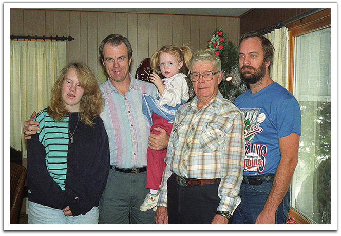 Kirsten, Byron, Crystal, Oscar, Myles, December, 1991, Oscar’s house, Oklee.