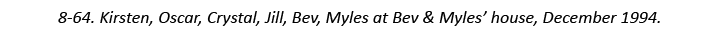 8-64. Kirsten, Oscar, Crystal, Jill, Bev, Myles at Bev & Myles’ house, December 1994.