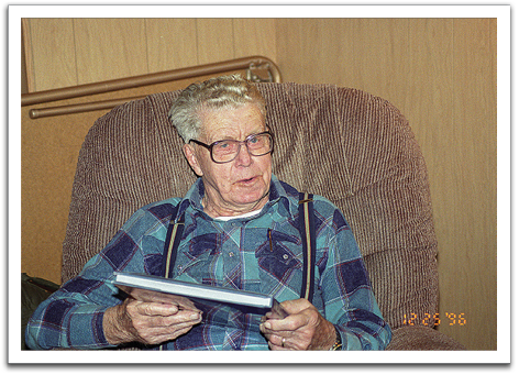 Oscar, Christmas, 1996, at his house in Oklee.