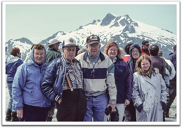 Rosemary, Oscar, Lyle, Jill, Kirsten, Crystal on tour in Alaska, summer, 1999.