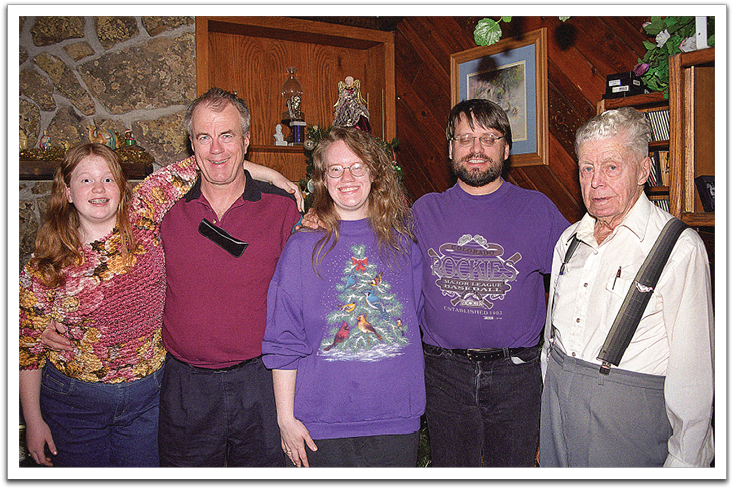 Crystal, Byron, Kirsten, Tim, Oscar, December 2001, Jill & Byron’s house.