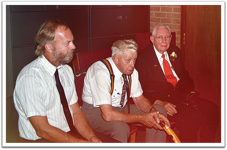 Myles, Oscar & Lyle taking it easy before Kirsten & Tim’s wedding ceremony,  August 3, 2002, First United Church of Arvada.
