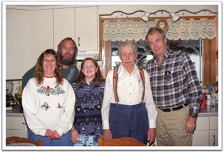 Bev, Myles, Crystal, Oscar, Byron, December, 2002, Bev & Myles house.