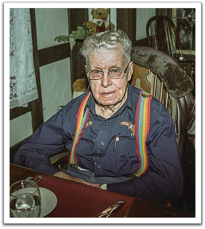 Celebrating Oscar’s 90th birthday with dinner in Thief River Falls,  February 3, 2004, the night before the big party.